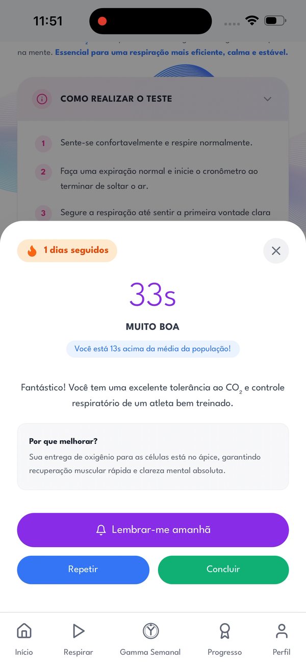 Tela do app Gamma Respira