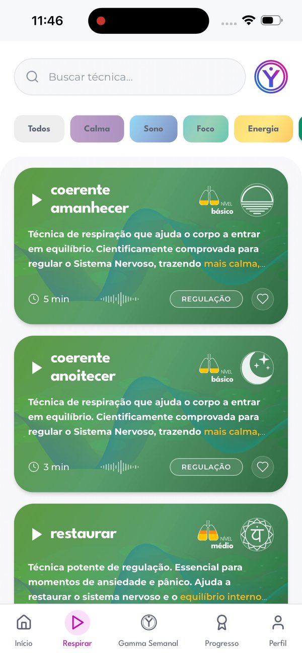 Tela do app Gamma Respira